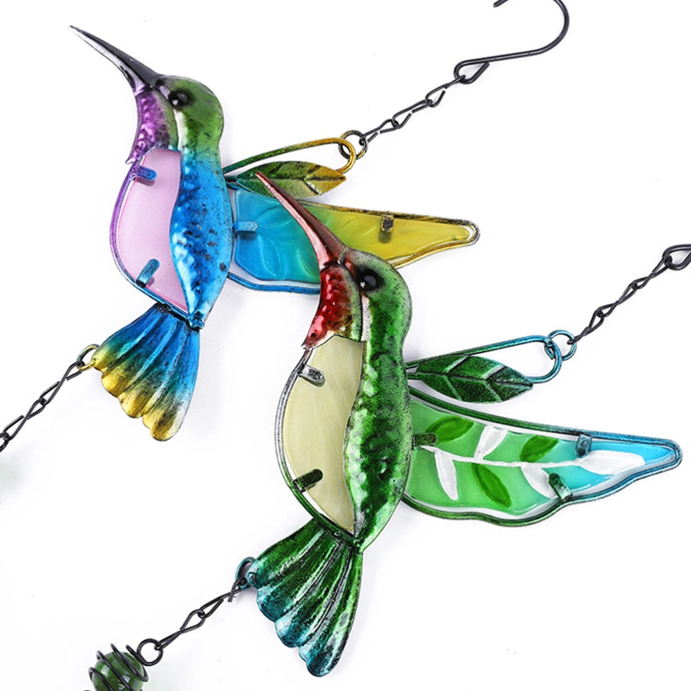 2PCS Hummingbird Design Wind Bells Color Painted Wind Chimes Iron Bells Hanging Pendants (Bell Style, Green, Blue)