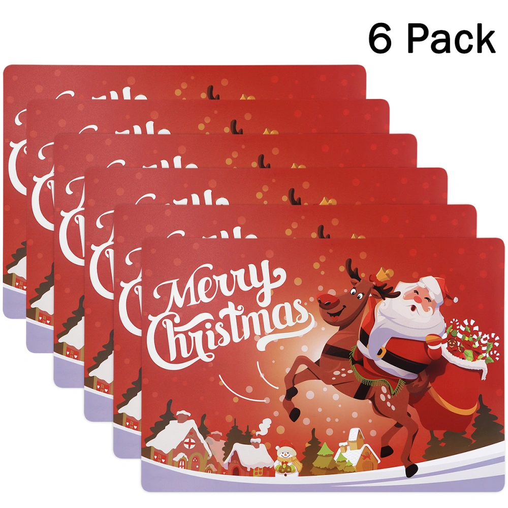 BESTONZON 6PCS Christmas Place Mats Table Mats Merry Xmas Placemats for Dining Room Kitchen Table Decor (43x30x0.05cm)