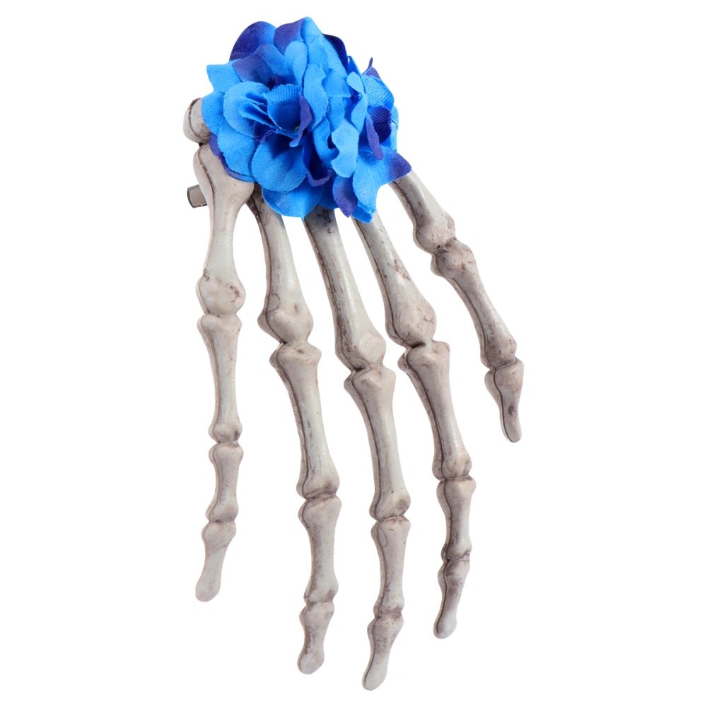 1pc Women Skeleton Hand Bone Shape Duck Clips Rose Halloween Cosplay Bobby Pin