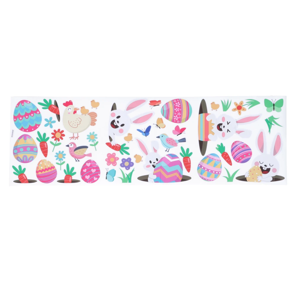 1 Set Cartoon Easter Wall Stickers Lovely Rabbit Easter Egg Window Decals