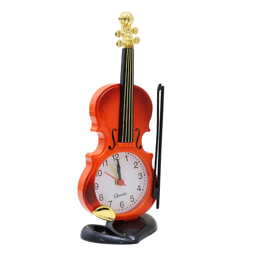 Creative Simulation Violin Shape Alarm Clocks Musical Instruments Modelling Desktop Clock Digital Clocks Home Office Decoration(Red Brown)