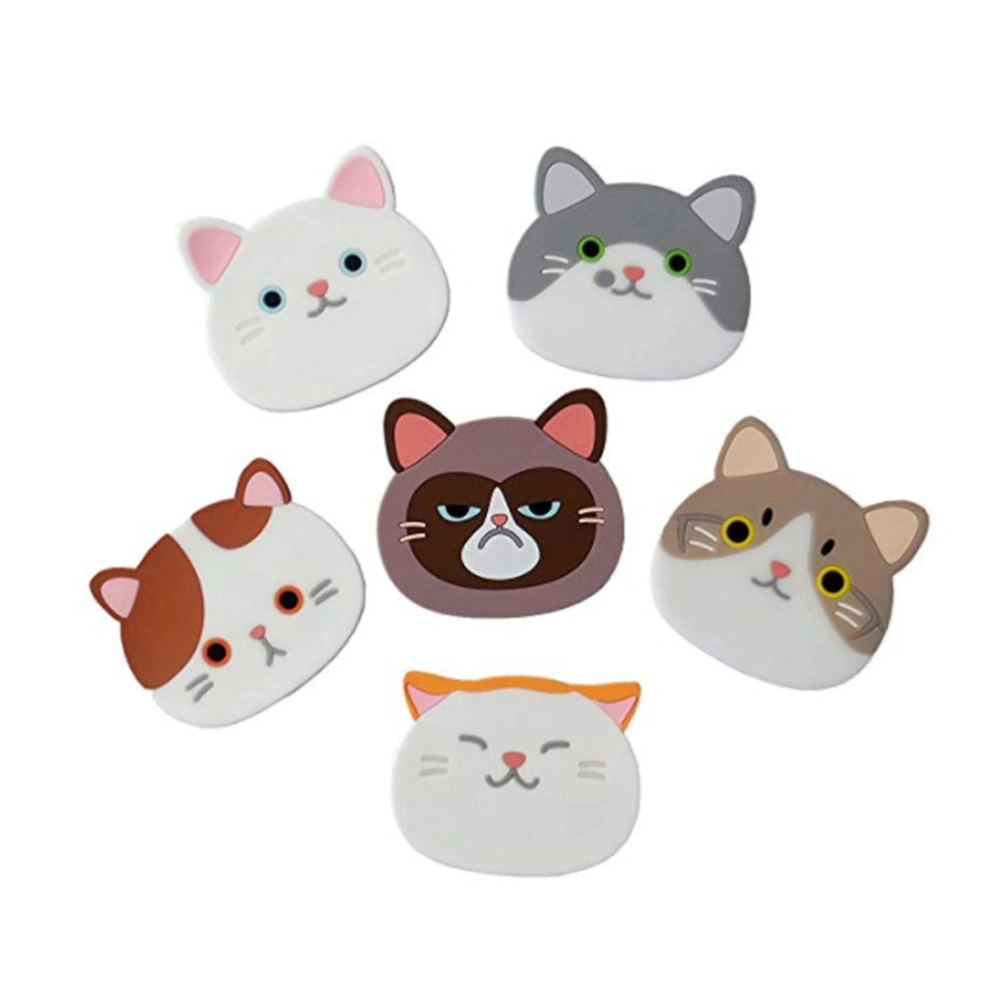 5Pcs Silicone Coasters Cartoon Cat Shape Cup Mats Non-slip Heat Insulation Cup Holder for Home Kitchen Restaurant Red