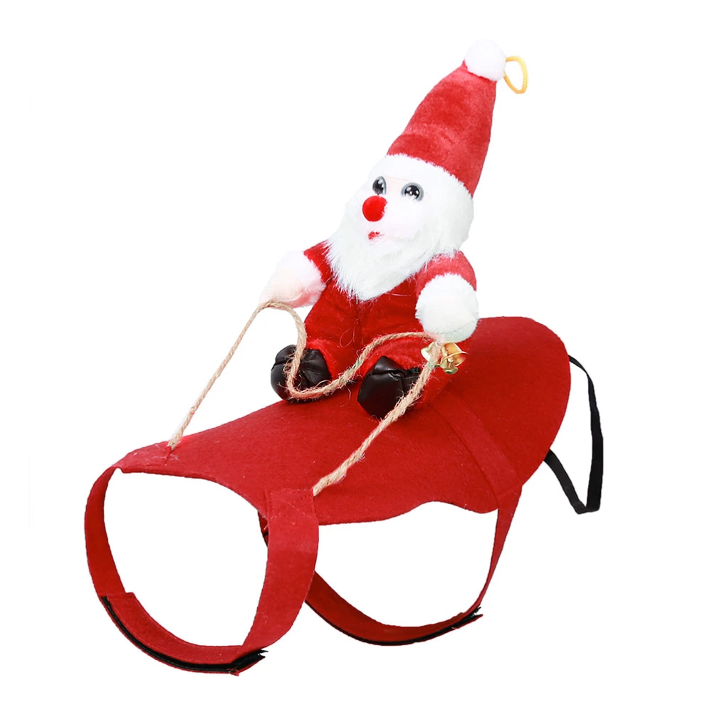 Christmas Santa Riding Coat Pet Costume Funny Cosplay Clothes for Puppy Dog (Red, Size S)