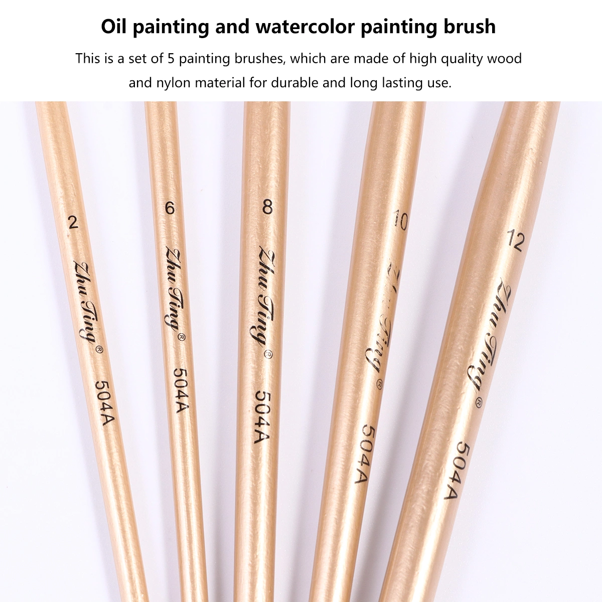 1 Set of 5Pcs Multi-function Nylon Paintbrush Paint Brush Painting Tool for Watercolor Painting Oil Painting (Rose Gold Round Head)