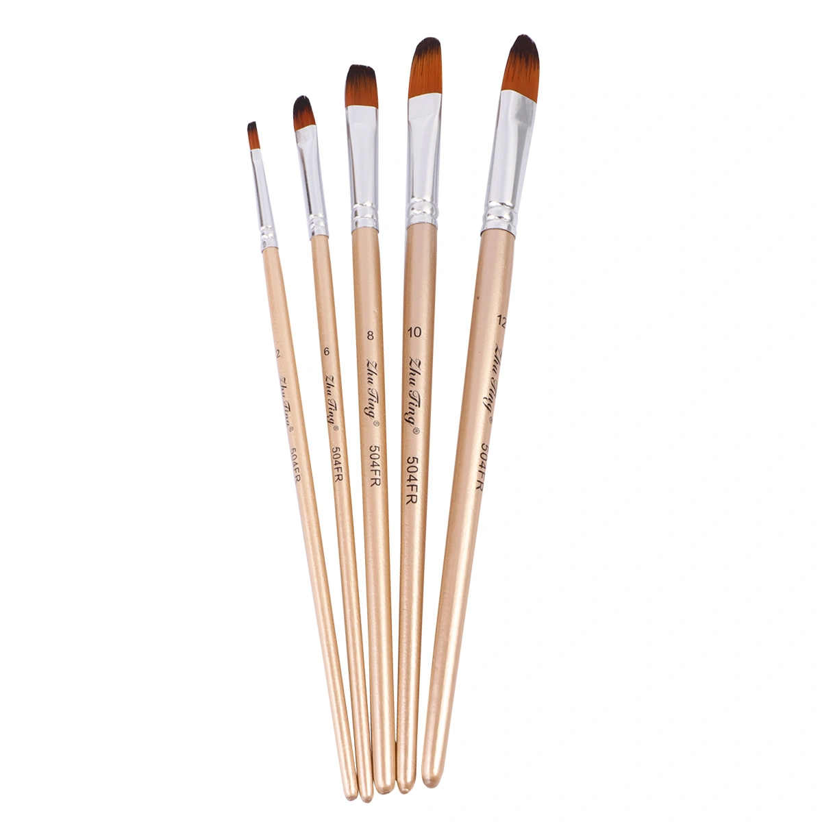1 Set of 5Pcs Multi-function Nylon Paintbrush Paint Brush Painting Tool for Watercolor Painting Oil Painting (Rose Gold Round Head)