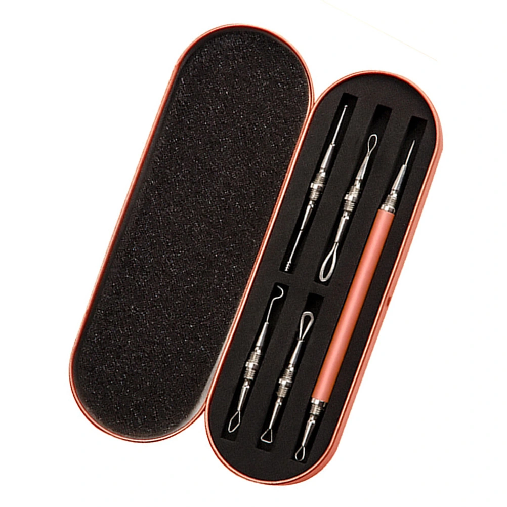 1 Set of Stainless Steel Acne Needles Double-end Comedone Pimple Acne Pustule Cleaning Tool (Rose Gold)