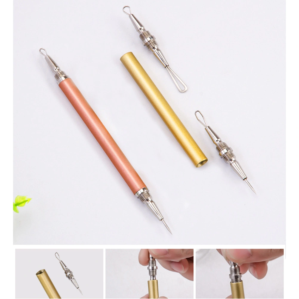 1 Set of Stainless Steel Acne Needles Double-end Comedone Pimple Acne Pustule Cleaning Tool (Rose Gold)