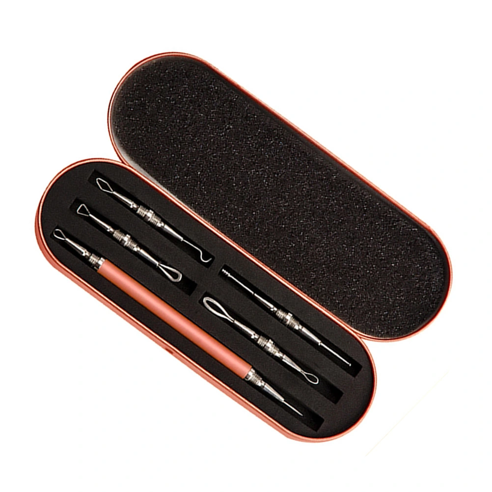 1 Set of Stainless Steel Acne Needles Double-end Comedone Pimple Acne Pustule Cleaning Tool (Rose Gold)