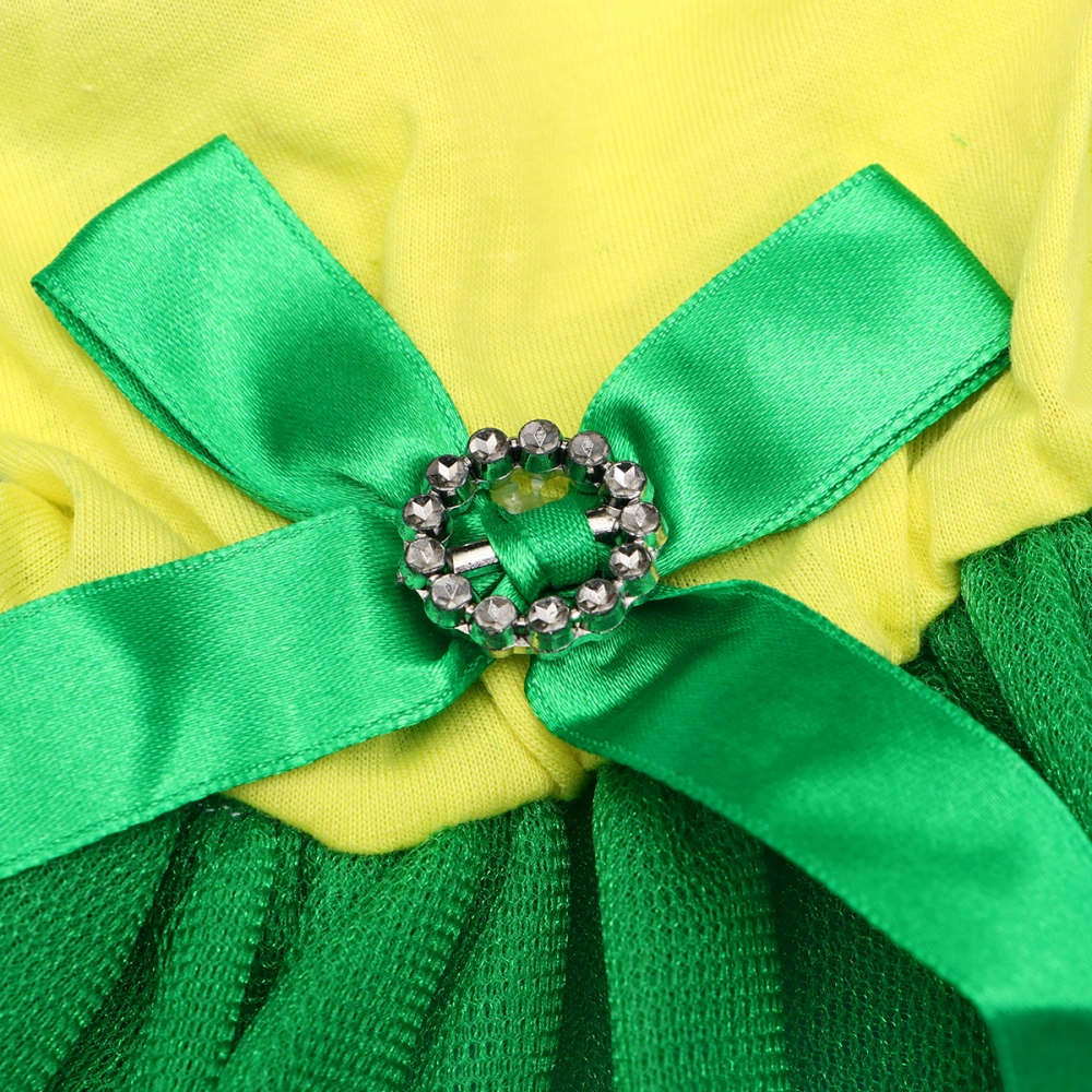 Pet Bowknot Belt Skirt Clothes Supplies Dog Bow Tutu Dress Puppy Costumes for Party Festival - Size L (Yellow/Green Yarn)