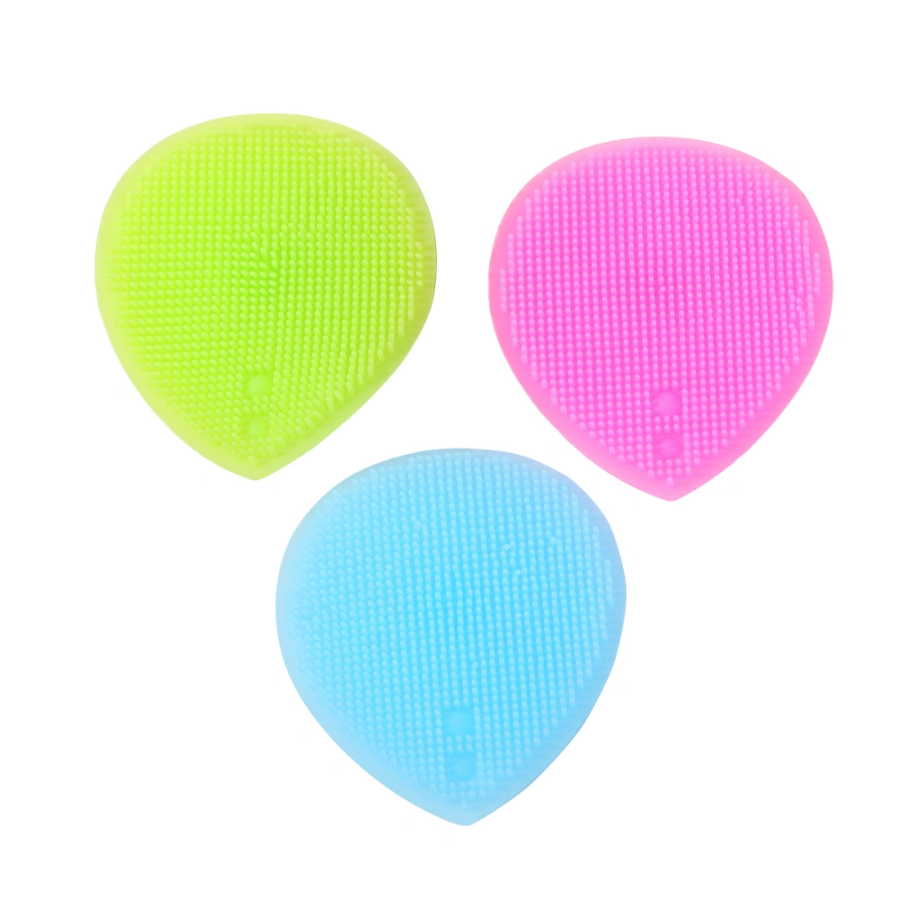 3pcs Silicone Facial Cleaning Brush Simple Cosmetic Brush for Woman Man Lady (Blue, Rosy, Green)