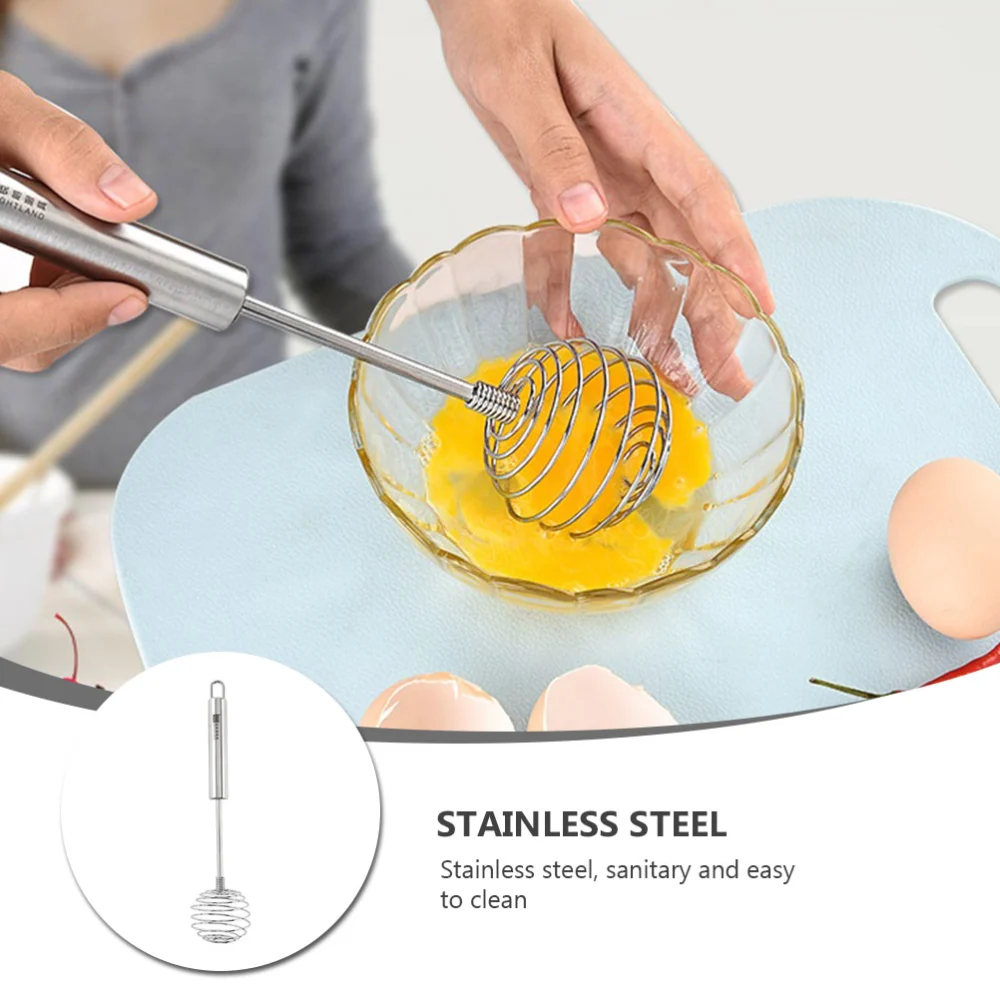 1Pc Stainless Steel Egg Mixer Hand-held Egg Beater Useful Egg Beating Stirrer