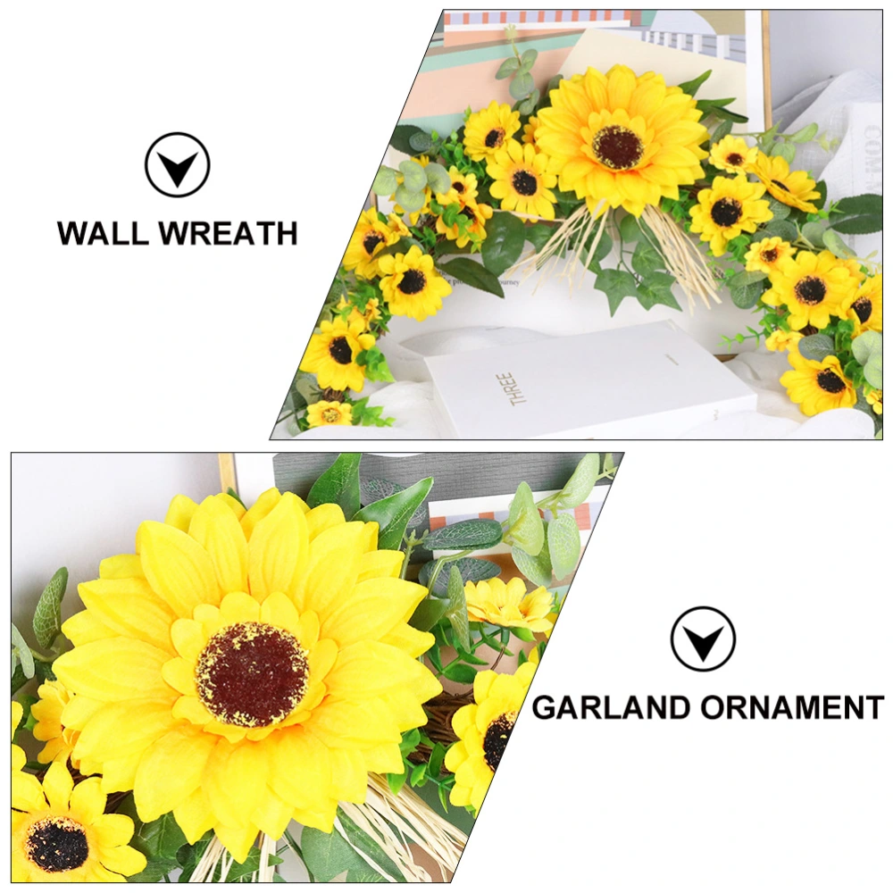 1 Pc Artificial Sunflower Garland Decor Wall Wreath Creative Hanging Ornament