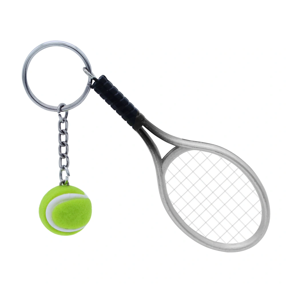 Mini Tennis Racket Keychain Key Ring Charm Tennis Ball Key Chain Car Bag Pendant Keyring Gift (Random Color)