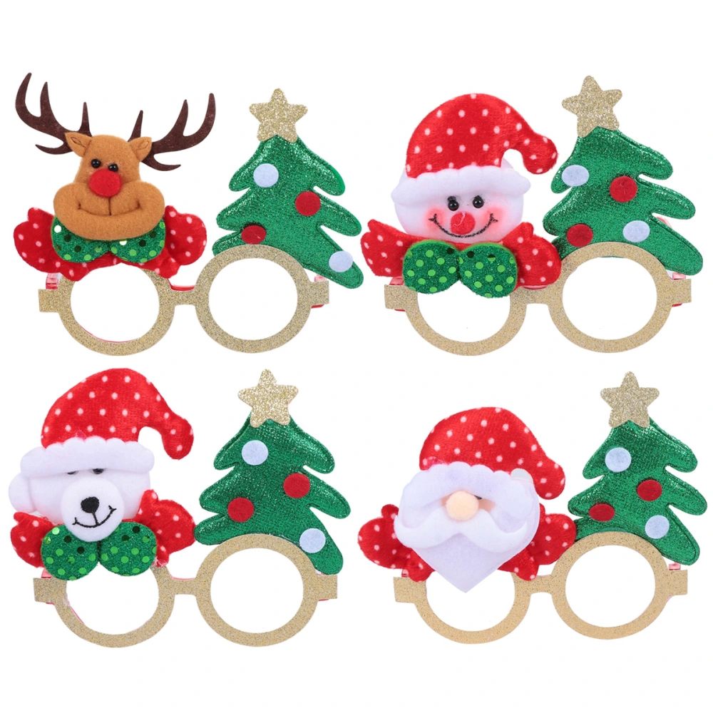 1 Set 4Pcs 2020 Christmas Decorative Glasses Christmas Tree Elk Colorful Glasses