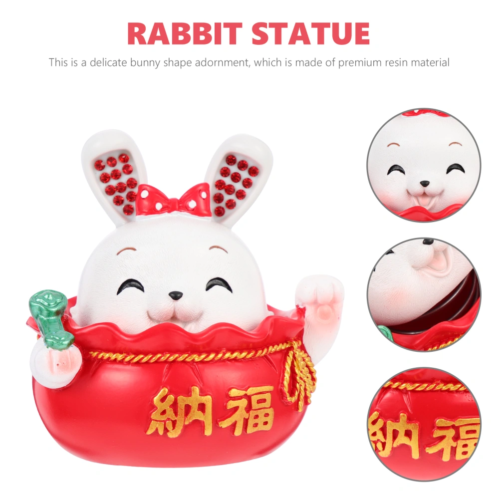 Resin Bunny Decoration Rabbit Statue Home Office Desktop Rabbit Ornament