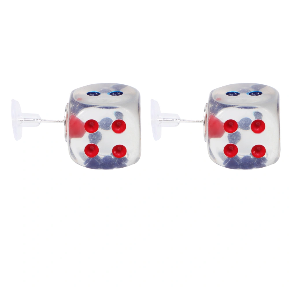 1 Pair of Cartoon Dice Ear Clip Cube Earbob with Number Adorable Dice Earring Dice Accessory S925 Silver Pin (Colorful)