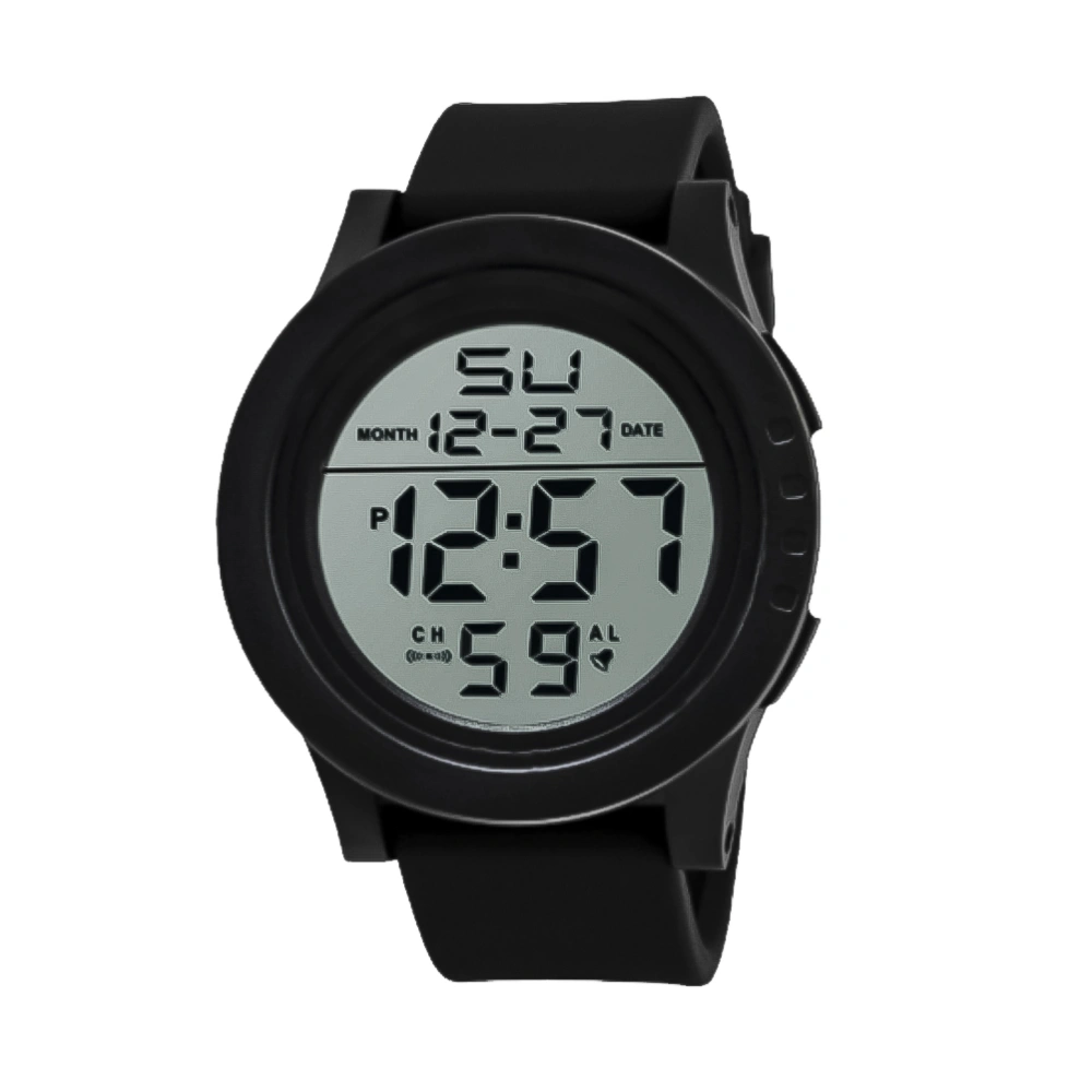 Luminous LED Outdoor Sports Digital Watch Waterproof Alarm Clock Wristwatch Watches (Black)