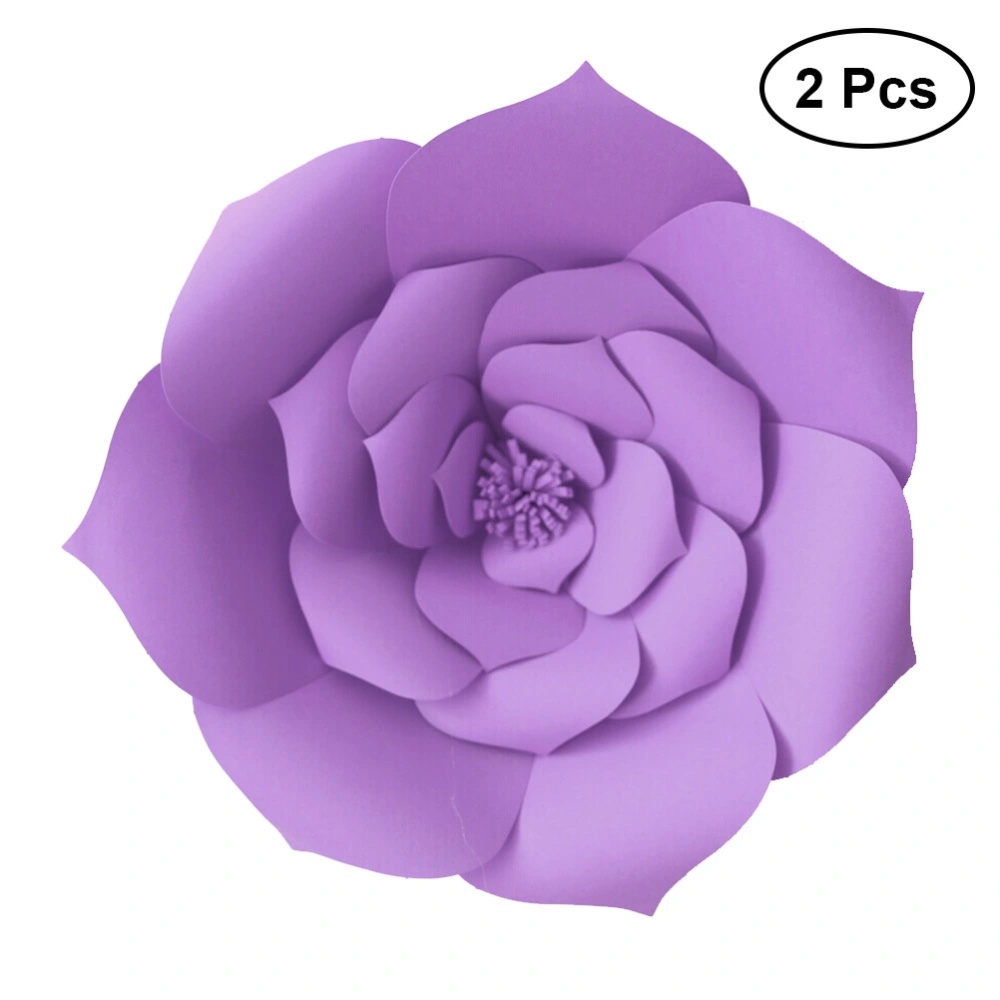 2pcs 30cm Artificial Paper Flower Beautiful Decoration for Wedding Party Dessert Station Bridal Events Decoration (Lavender)