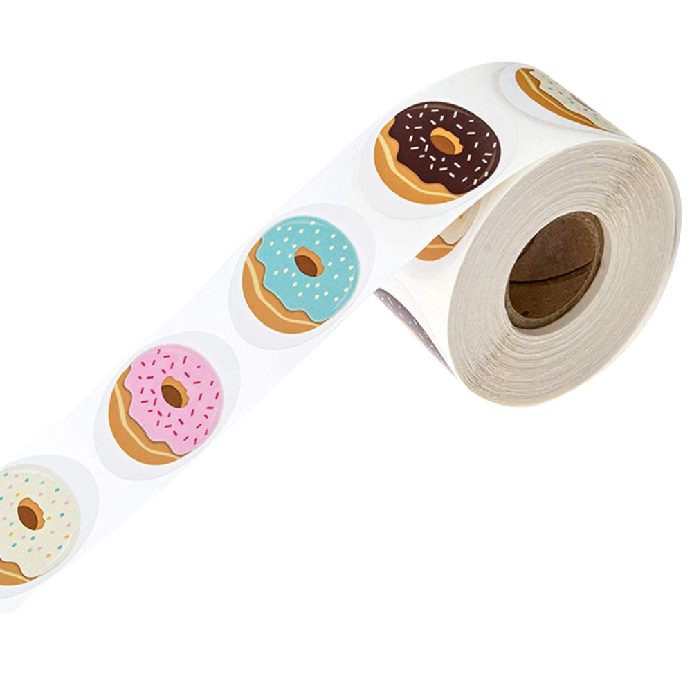 1 Roll/500pcs Donuts Design Sealing Sticker DIY Sticker Baking Packaging Label Gift Wrapping Stickers for Party Home