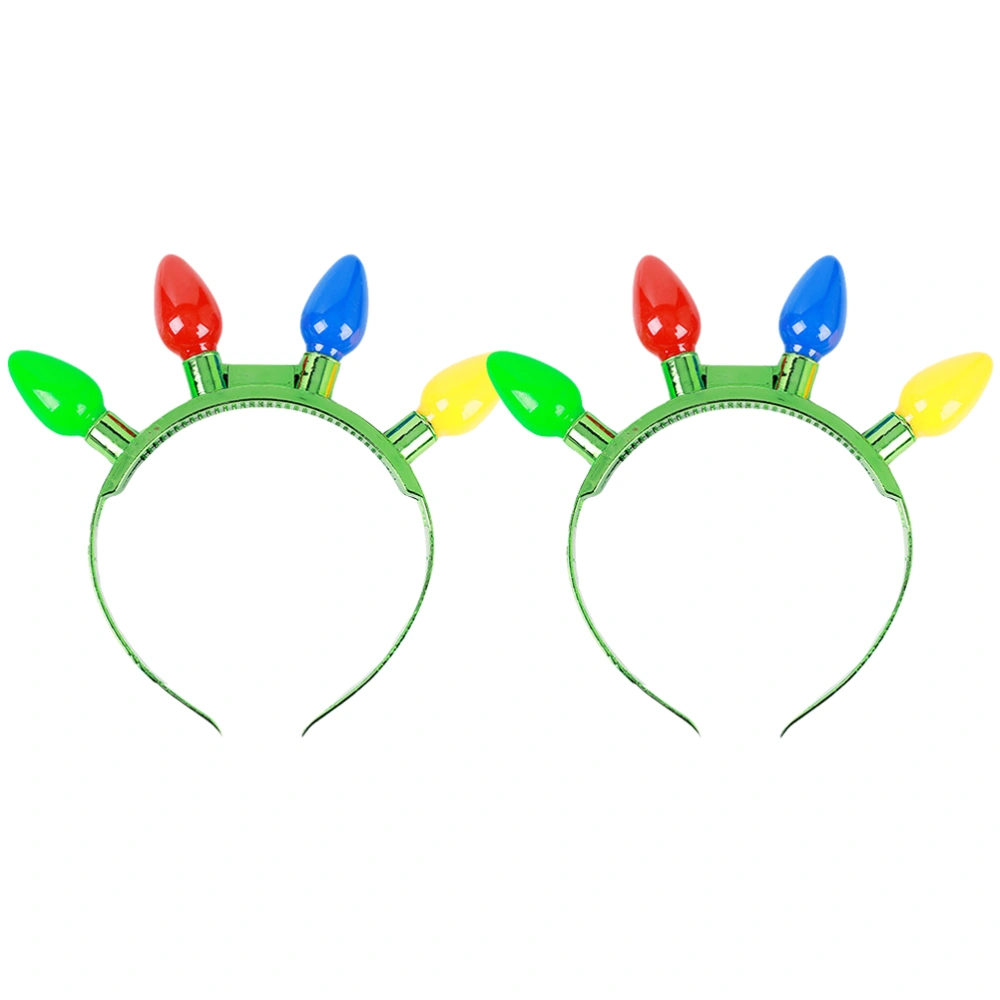 2pcs Christmas Luminous Hair Headband with LED Light Bulb Shaped Hair Bands