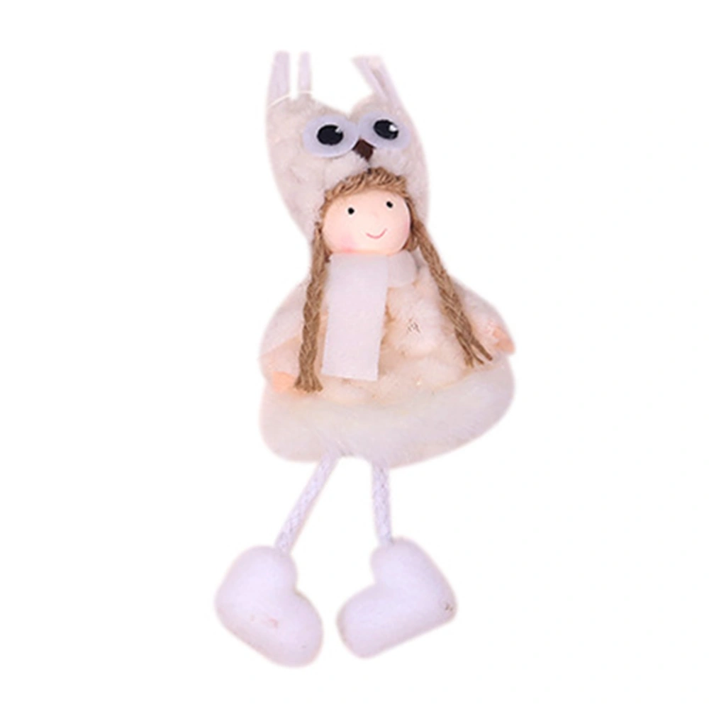 White Hat Angel with Glasses Hanging Plush Doll Christmas Pendant Home Decoration Party Supplies