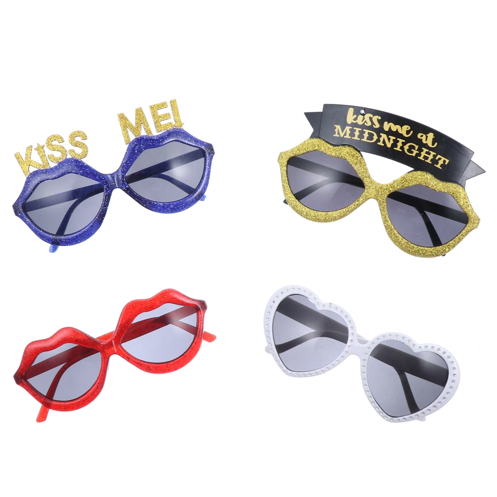 4Pcs Valentine's Day Lip Shape Glasses Banquet Plastic Glasses Party Supplies