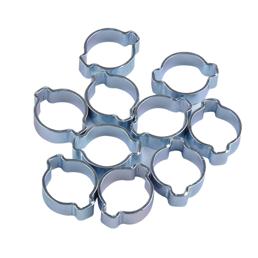 10Pc Zinc Plated Double Ear Hose Clips Water Fuel Air Clamps for 20-23MM Fuel Pipe Silver