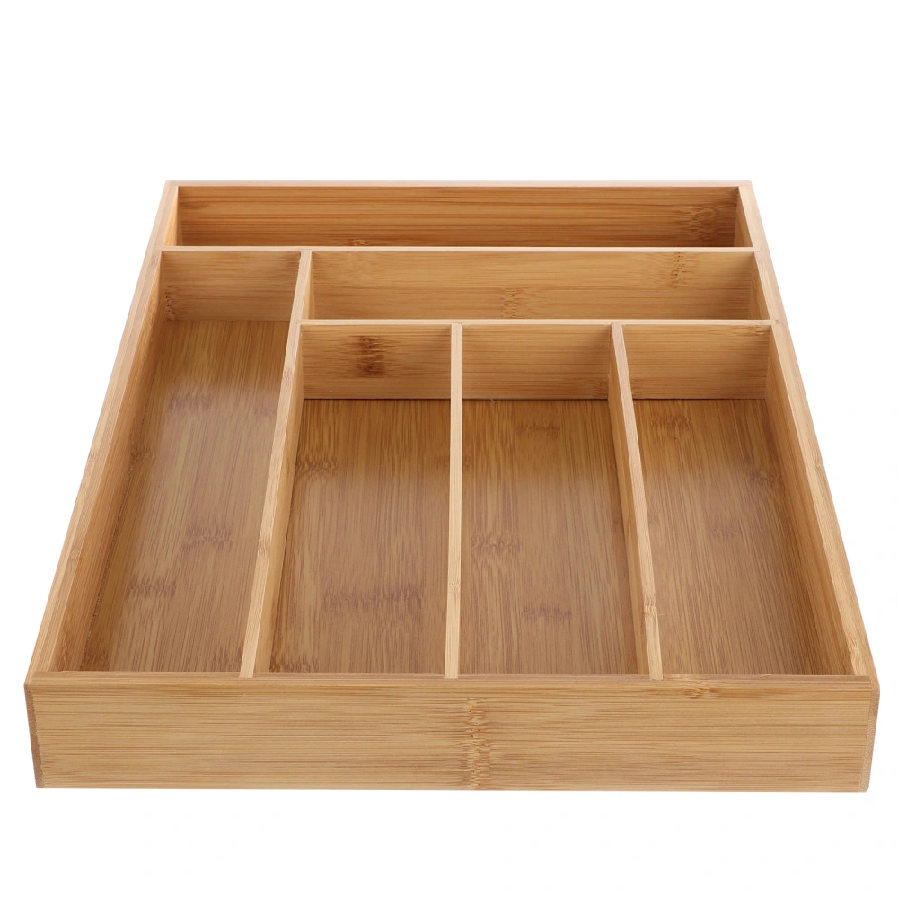 1PC Drawer Cutter Tableware Storage Box Bamboo Six Grid Cutter Fork Box