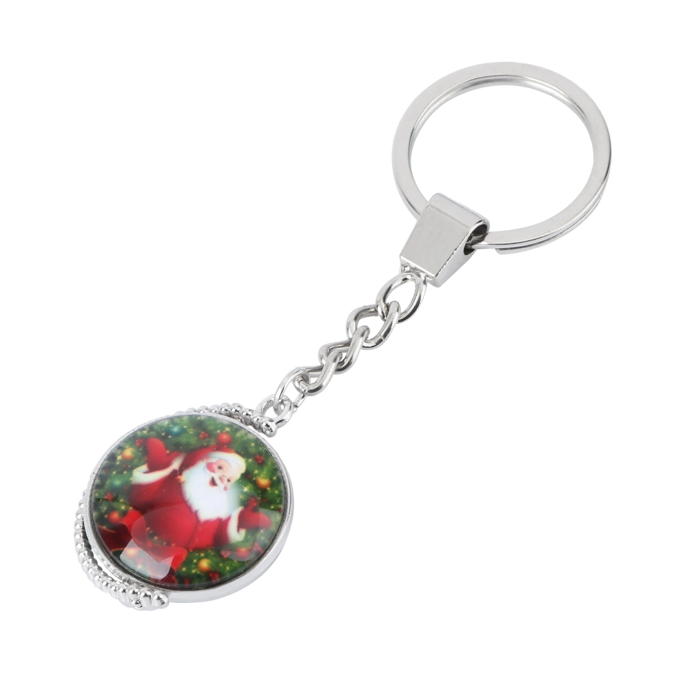 Cartoon Santa Double-sided Rotating Key Chain Christmas Key Chain Gift