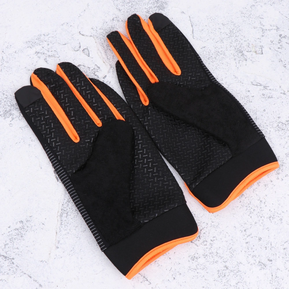 1 Pair Touch Screen Thin Golvse Anti-skid Long Gloves for Outdoor Sports Cycling Mountain Climbing (Black and Orange, Size XL)