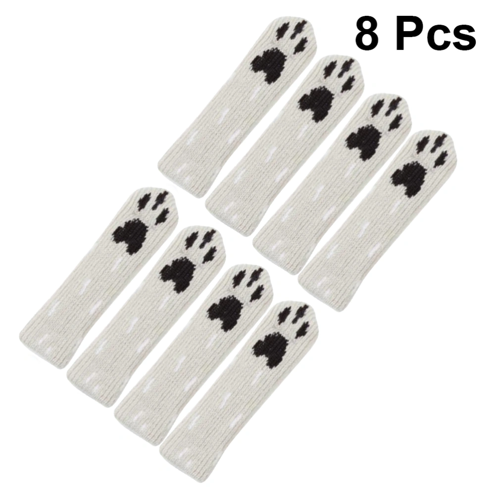 8pcs Dog Paw Pattern Chair Feet Cover   Anti-slip Floor Protectors Furniture Covers Chair Leg Sleeves (Grey)