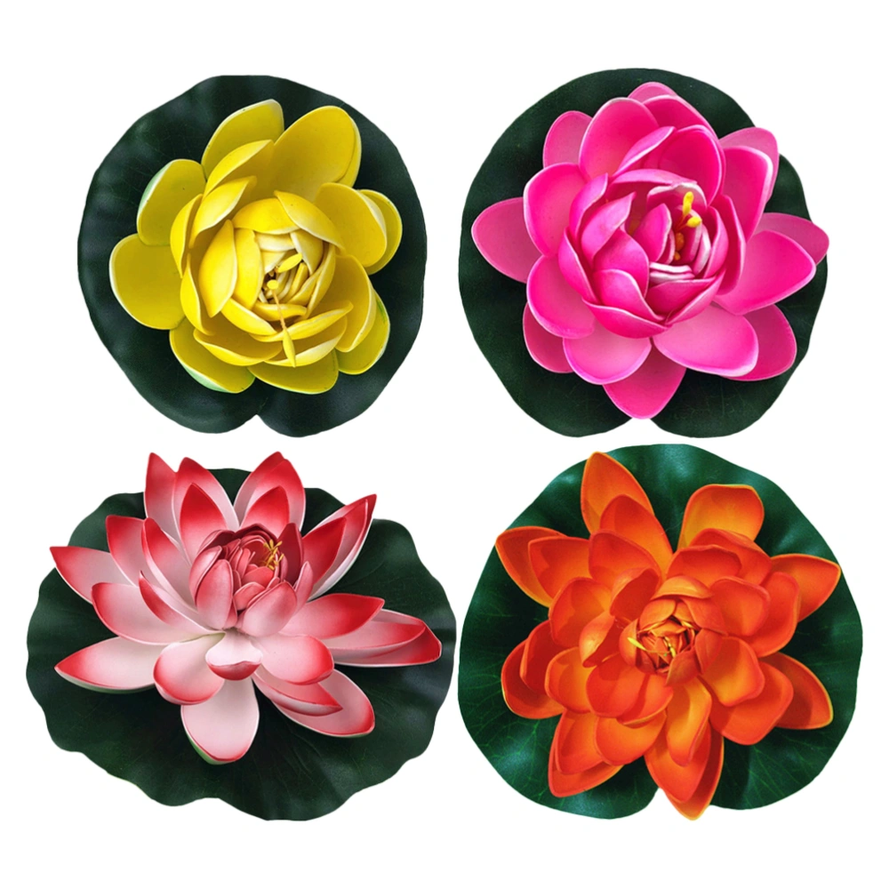 4Pcs Simulated Lotus Decor Floating Water Lily Fish Tank Pool Decoration