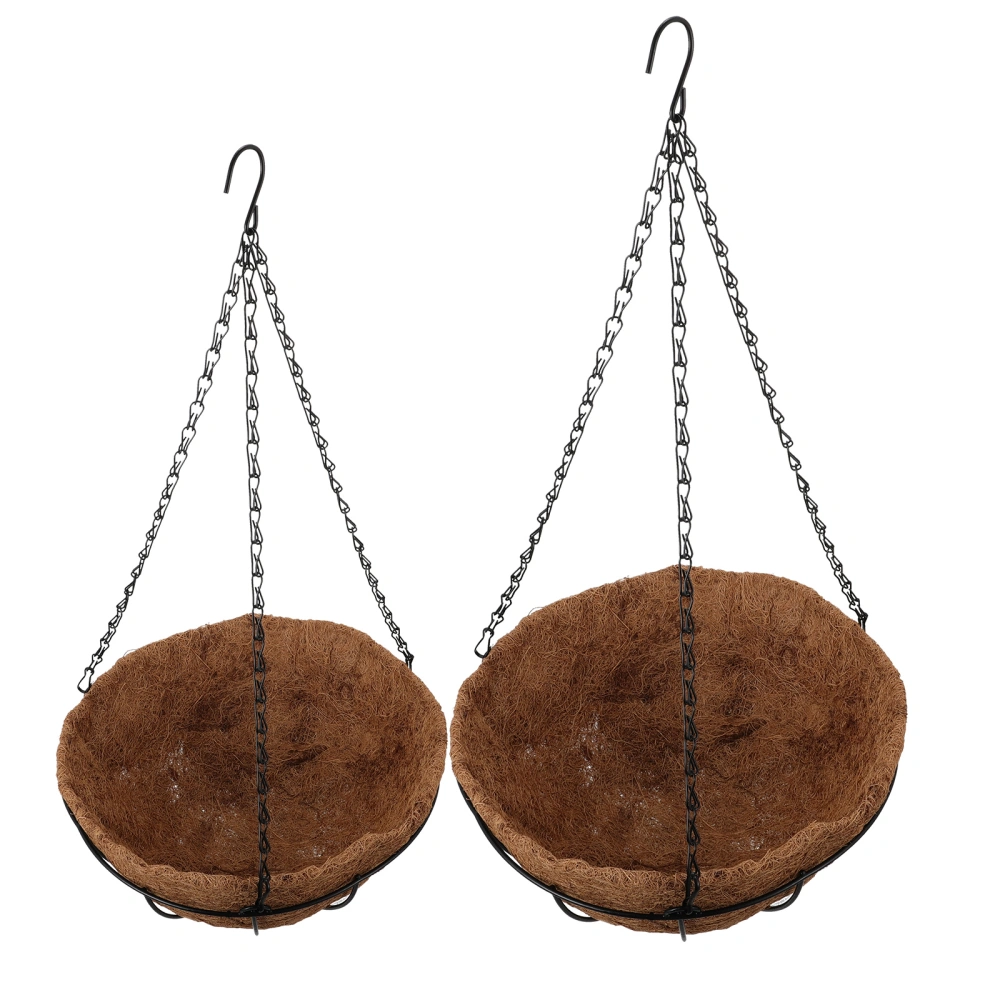 2pcs Household Hanging Flowerpots Hanging Planter Flower Plant Pot (Light Brown)