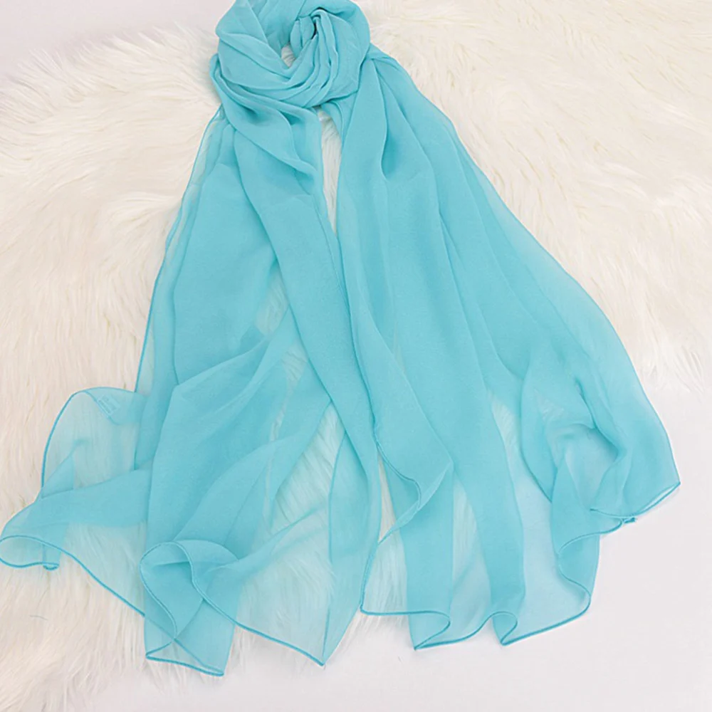 Solid Color Scarf Sunscreen Dancing Scarves Sun Block Cape Women Shawl Dual Scarf Sky-Blue (160x50cm)