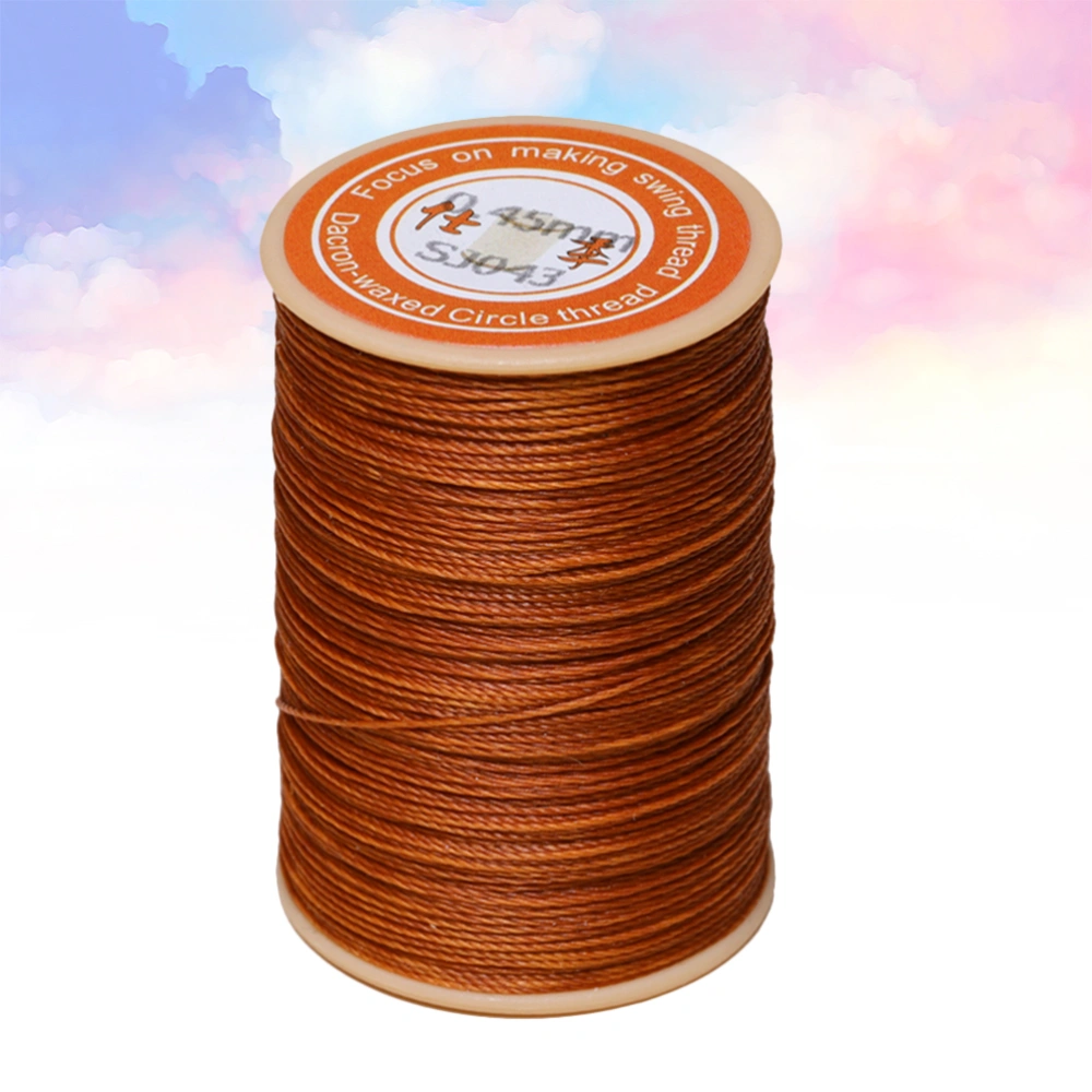 1PC 0.45mm Round Waxed Thread Leather Sewing Thread Hand Stitching Thread for Craft DIY (Deep Orange)