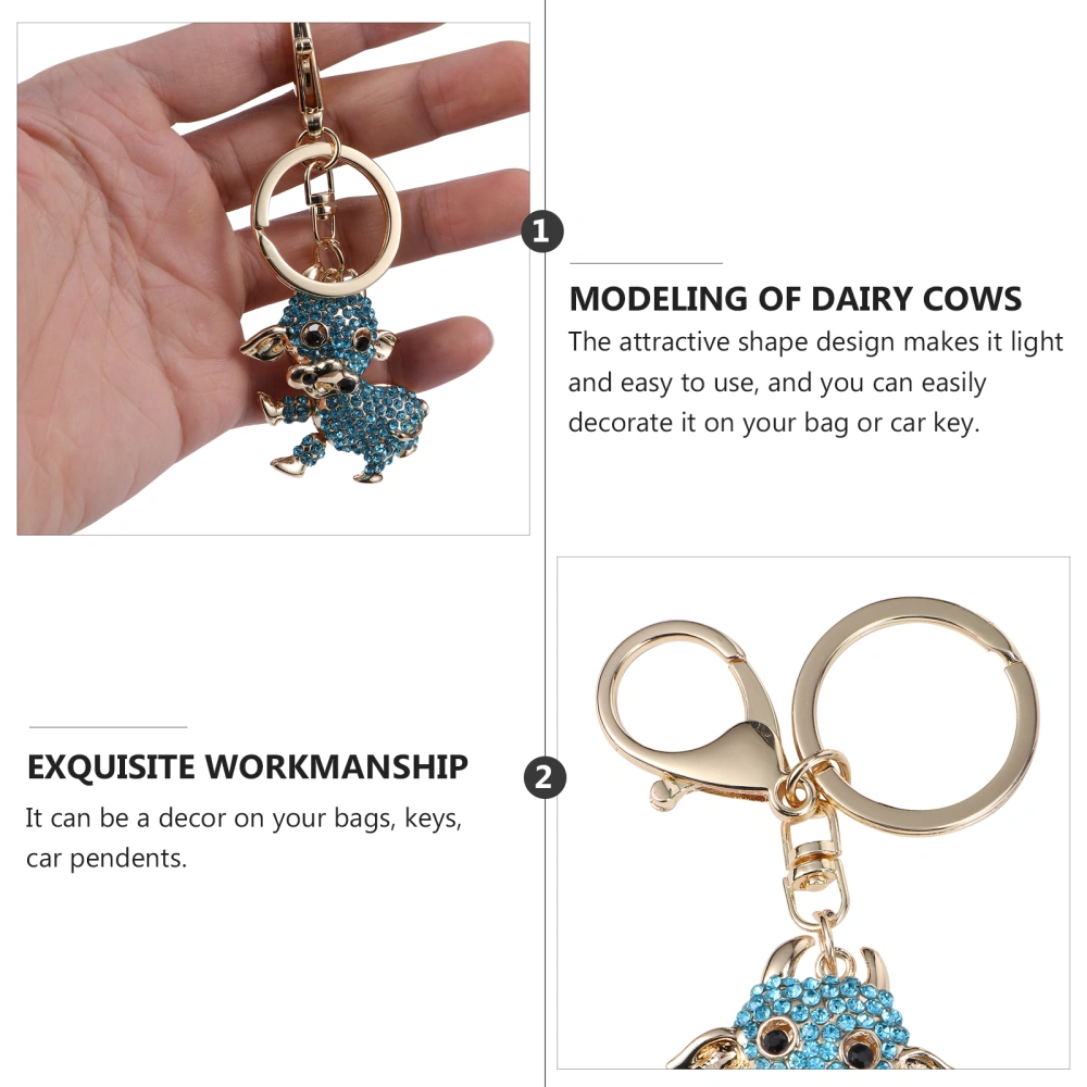 Keychain Pendant Rhinestone Key Ring Cow Shape Purse Handbag Key Decoration