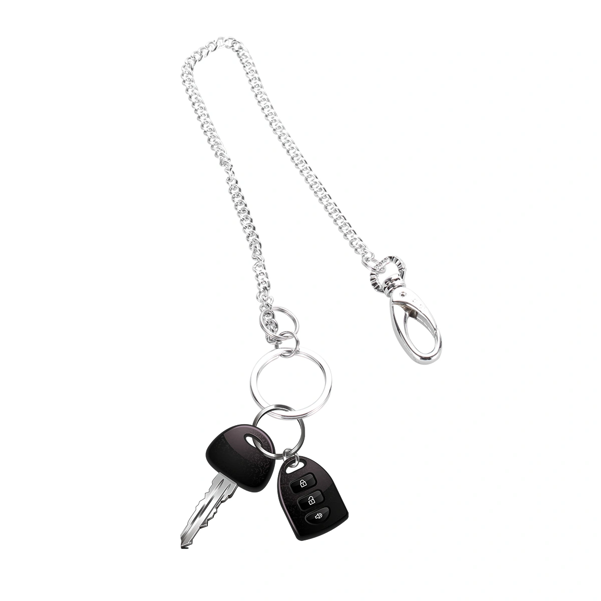 1PC Stainless Steel Safety Chain Metal Key Chain Long Chain Waist Hanging Keychain for Men Women Outdoor