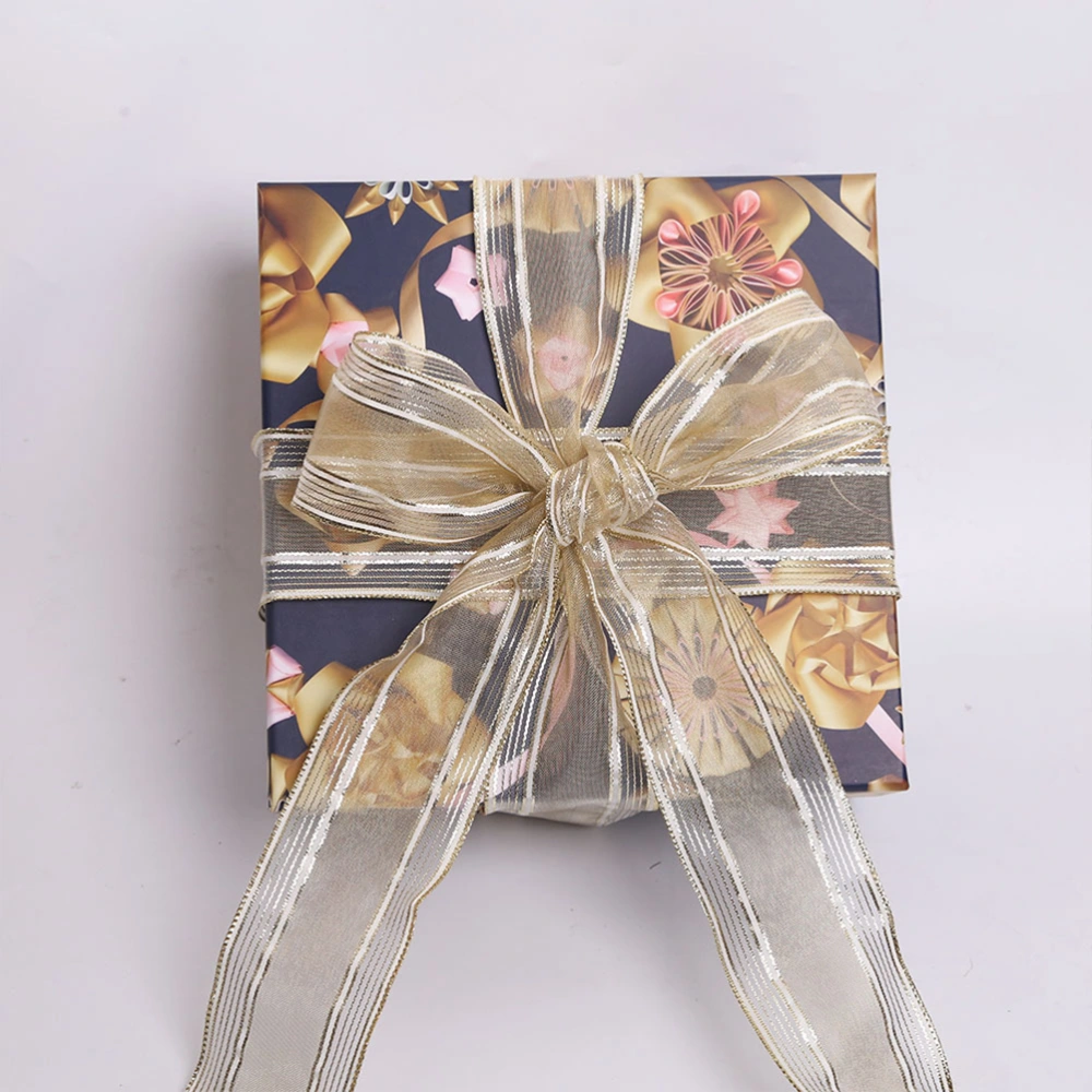 1 Roll Gift Wrapping Decorative Tape DIY Handmade Material Stylish Ribbon for Decoration (Golden, Silver)