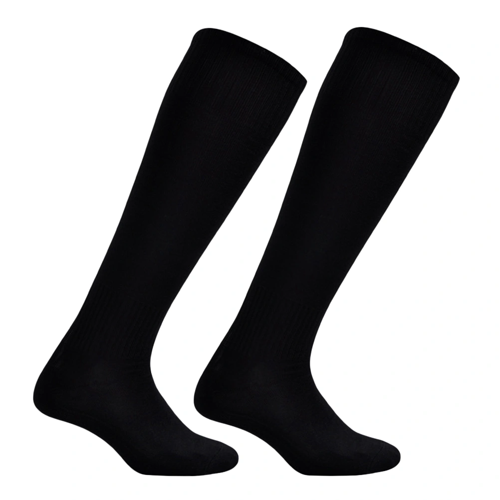 Men Adolescent Sports Anti-Slip Long Football Socks Athletic Soccer Socks Solid Color Team Socks - Free Size (Black)