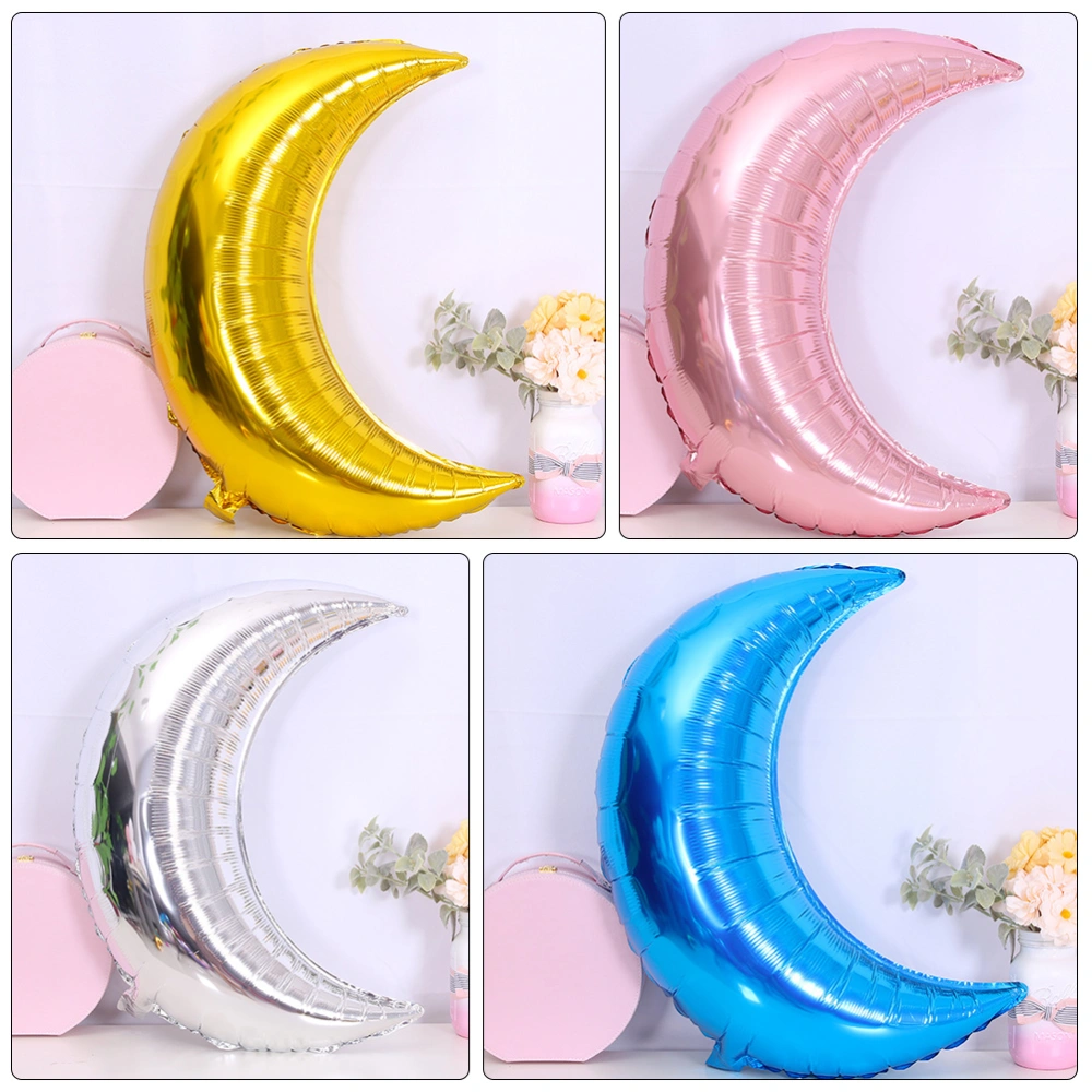 8pcs Decorative Aluminum Film Balloon Large Curved Moon Aluminum Foil Balloon