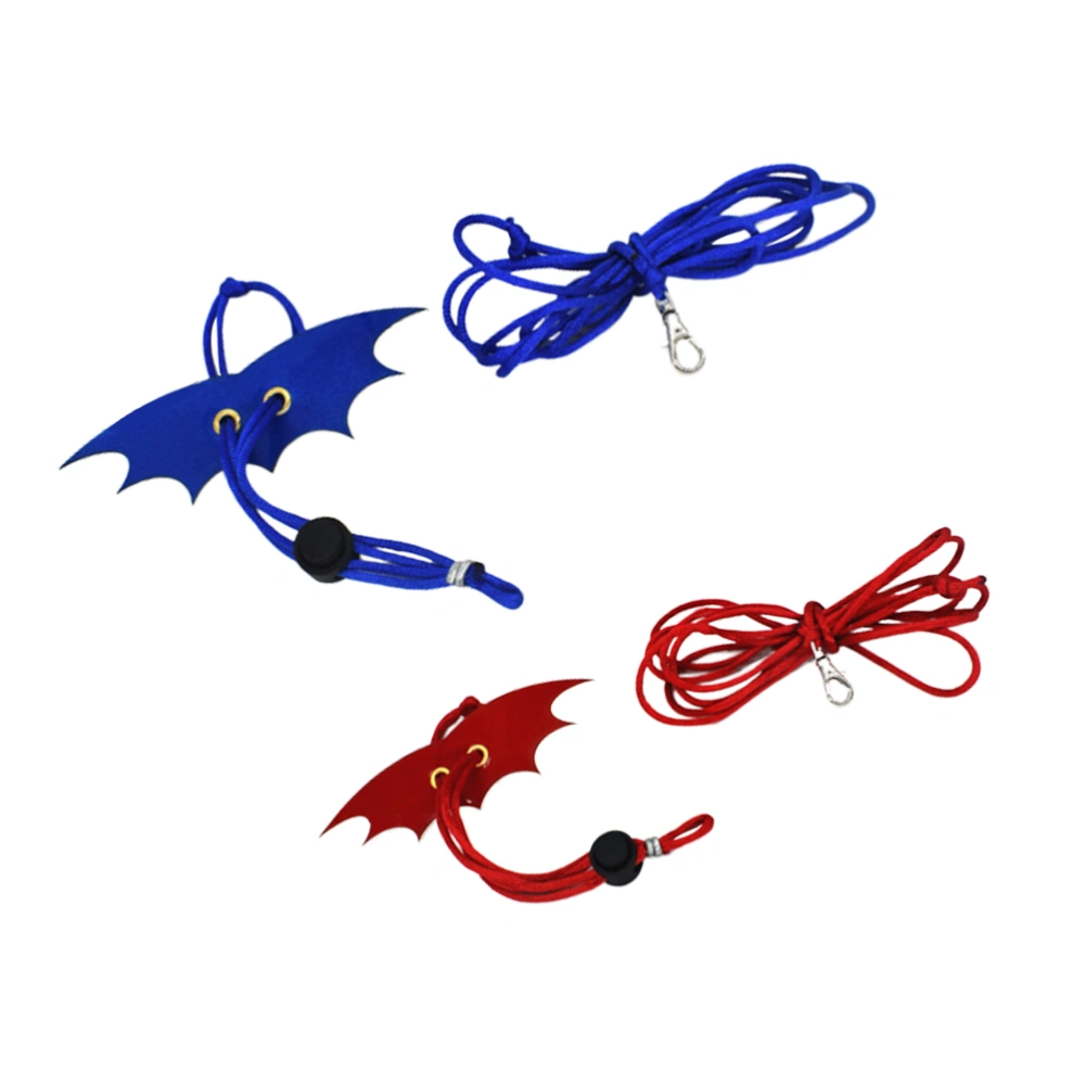 2PCS Hamster Leash Small Animal Harness Leash Rat Mouse Adjustable Rope with Bat Wing for Squirrels Guinea Pig (Size S Red/Size M Blue)