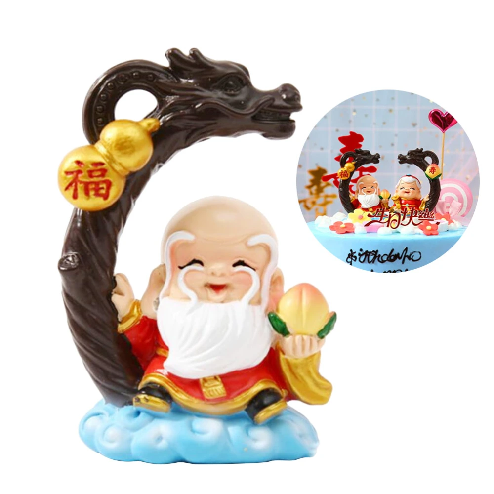 Grandpa Longevity God Cake Decoration Chinese Blessing Word Tabletop Centerpiece Anniversary Party Supplies Sweet Gift