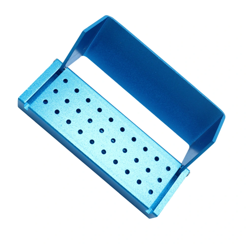 Aluminum Alloy Dental Car Needle Frame 30 Holes Dental Bur Holder for Professional Use (Blue)