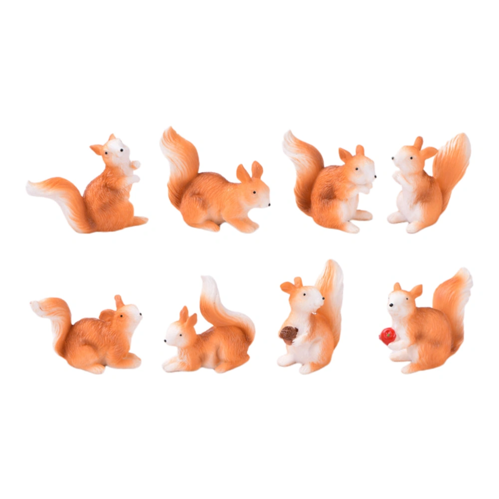 8Pcs Miniature Garden Ornaments Resin Small Squirrel Figurine Adornments Random Style