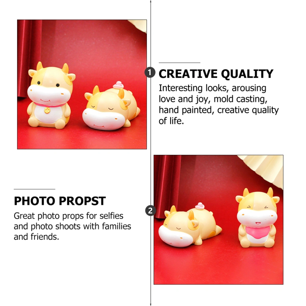 1Pc Cartoon Cake Decoration Lovely Cow Adornment Cake Layout Supply Resin Craft