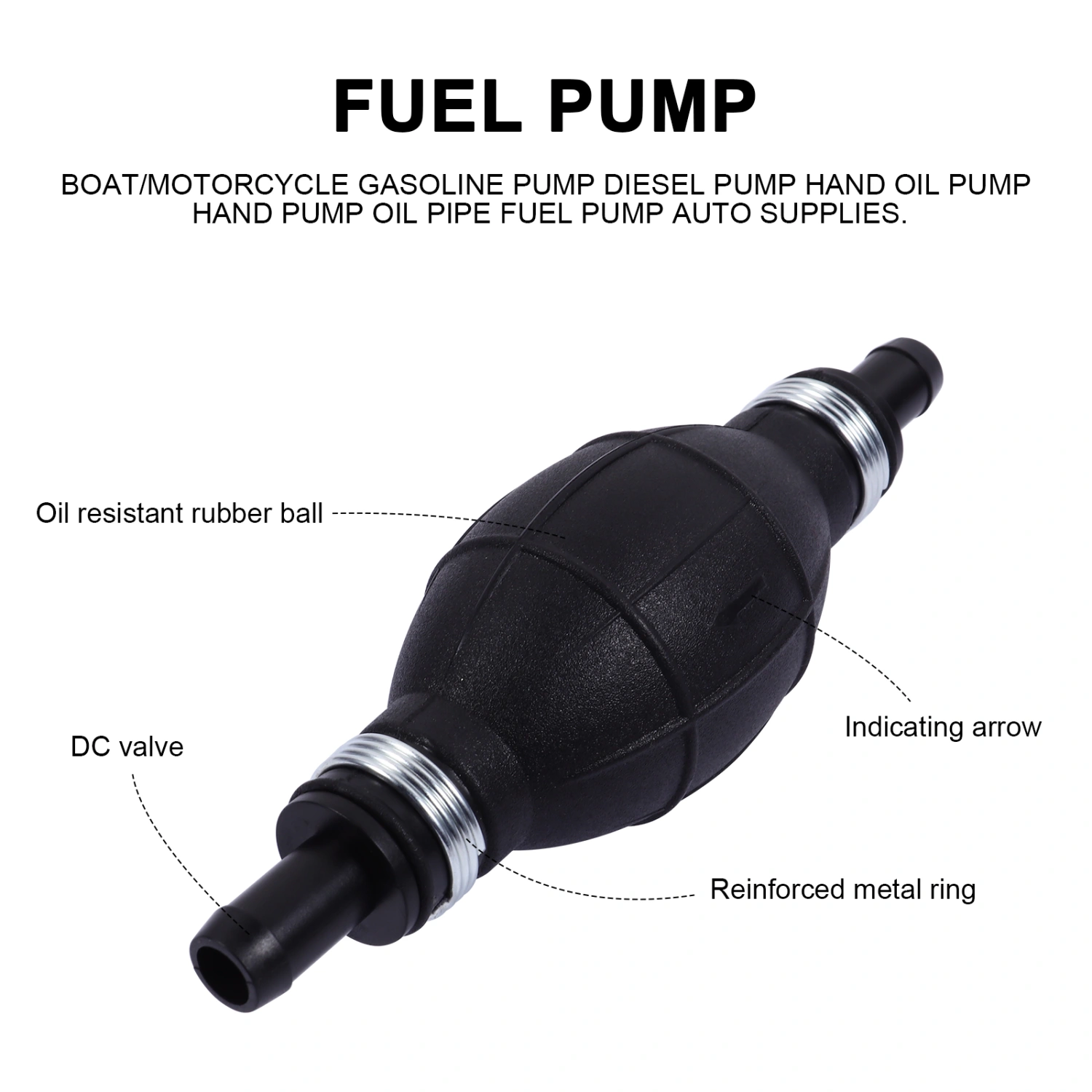 1Pc Fuel Pump Rubber Hand Fuel Pump Useful Gasoline Pump for Car Boat Motorbike