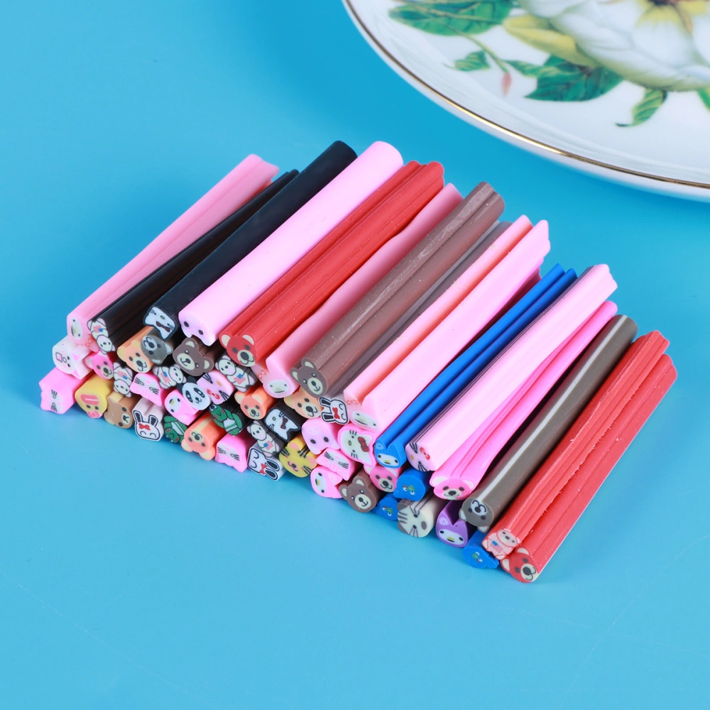 50pcs 3D Nail Art Stickers Manicure Canes Rods Sticks for DIY Nail Decoration 5 x 50 mm (Animal Style)