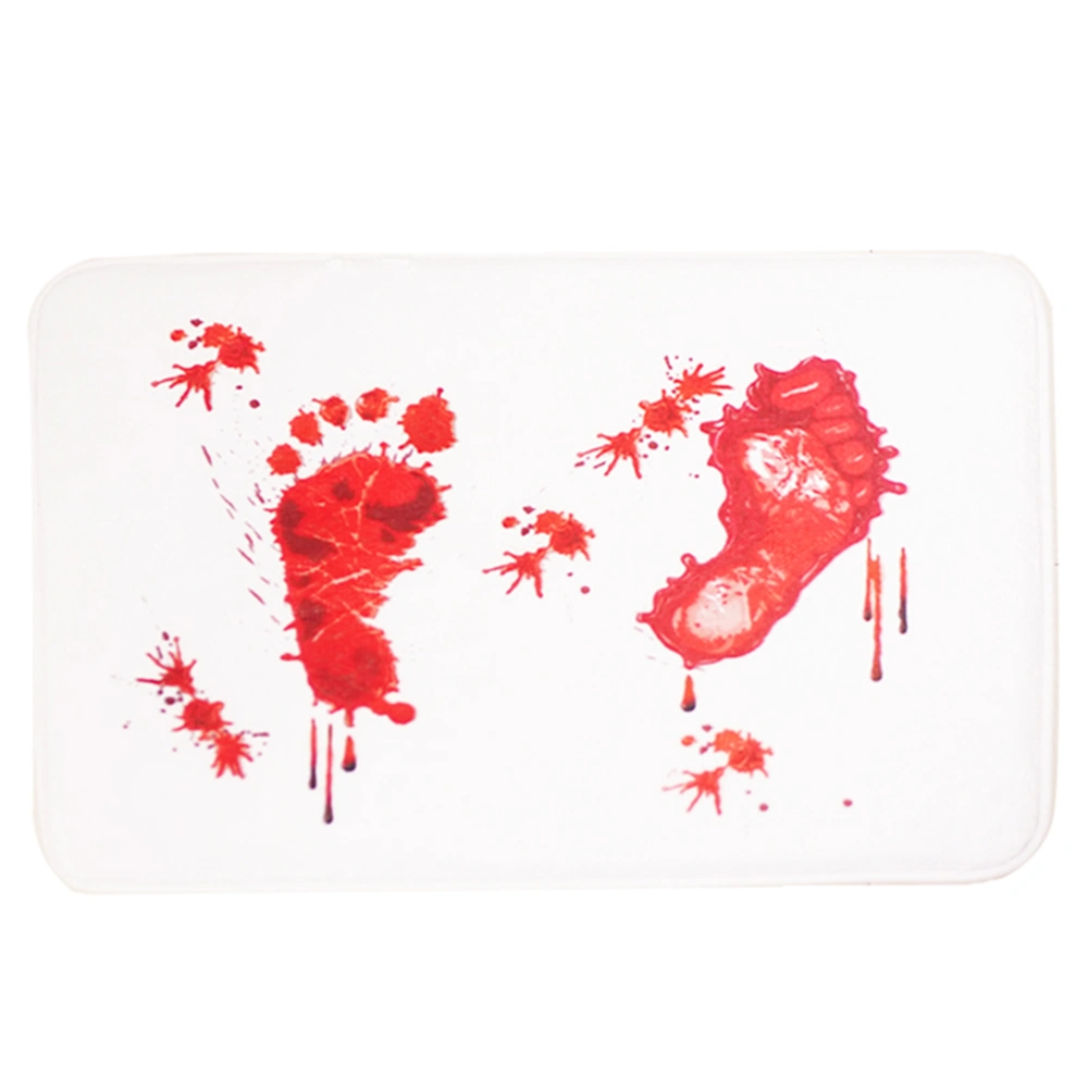 Bloody Footprint Pattern Floor Mat Non-slip Doormat Rugs Bedroom Mats Water-absorbing Carpet Decor for Bathroom Kitchen Living Room (White)