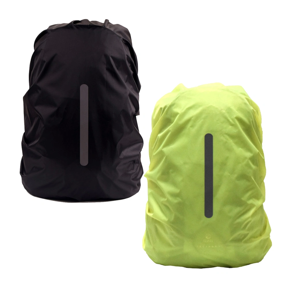 2 Pcs Waterproof Outdoor Backpack Reflective Rain Cover 8-17L Night Safety Light Bag for Camping Hiking Climbing (Size XS, Black and Fluorescent Green)