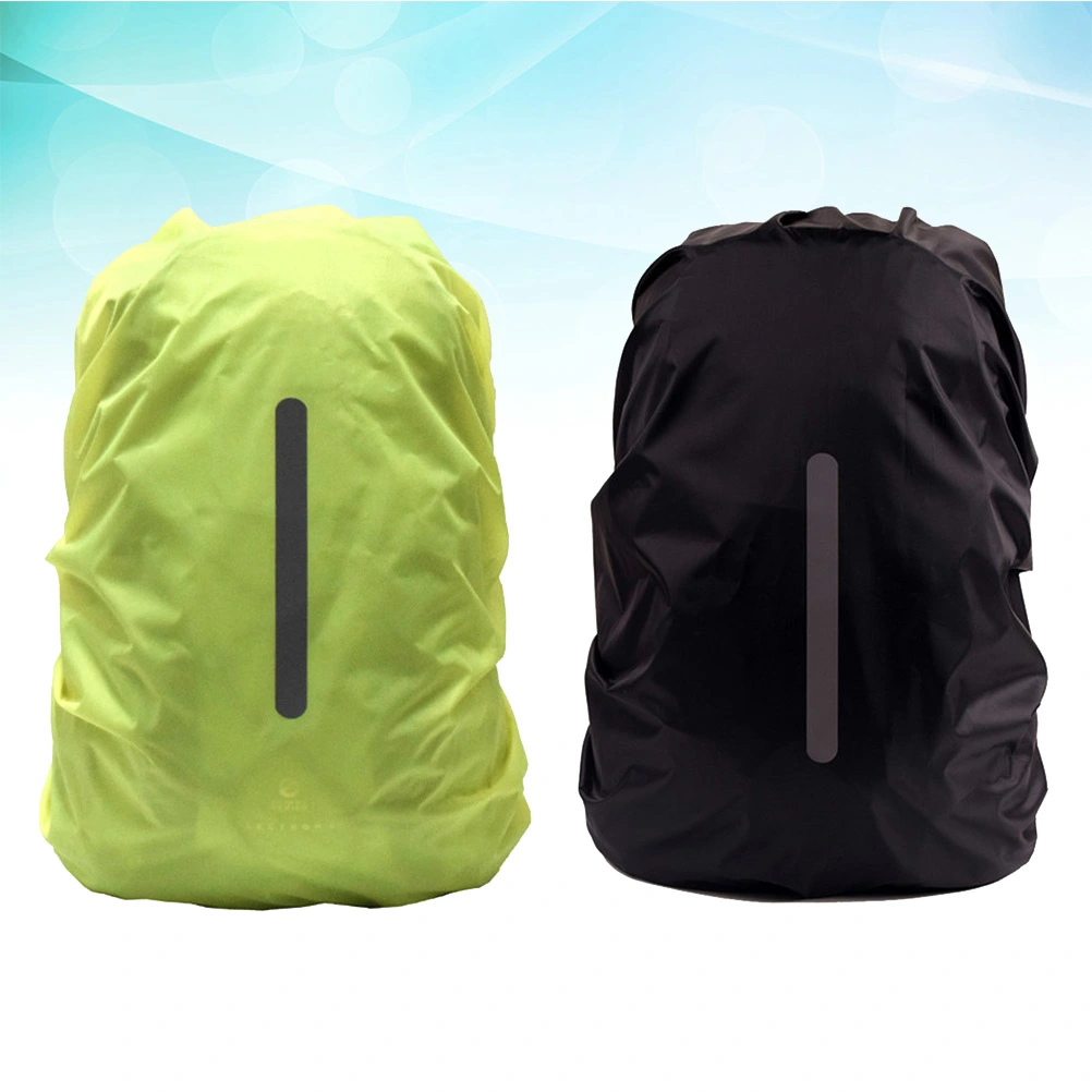 2 Pcs Waterproof Outdoor Backpack Reflective Rain Cover 8-17L Night Safety Light Bag for Camping Hiking Climbing (Size XS, Black and Fluorescent Green)